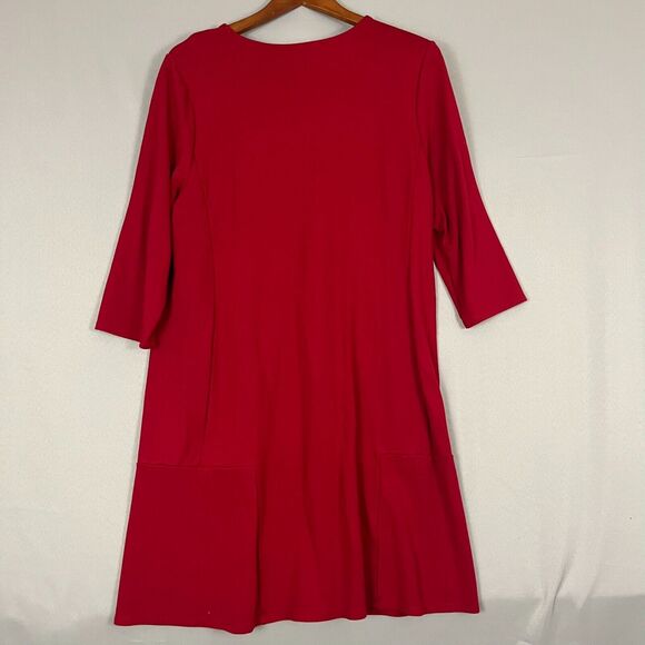 J Jill Ponte Classic A-line Shift Dress Womens Large Red Stretch Church Office - Picture 3 of 5